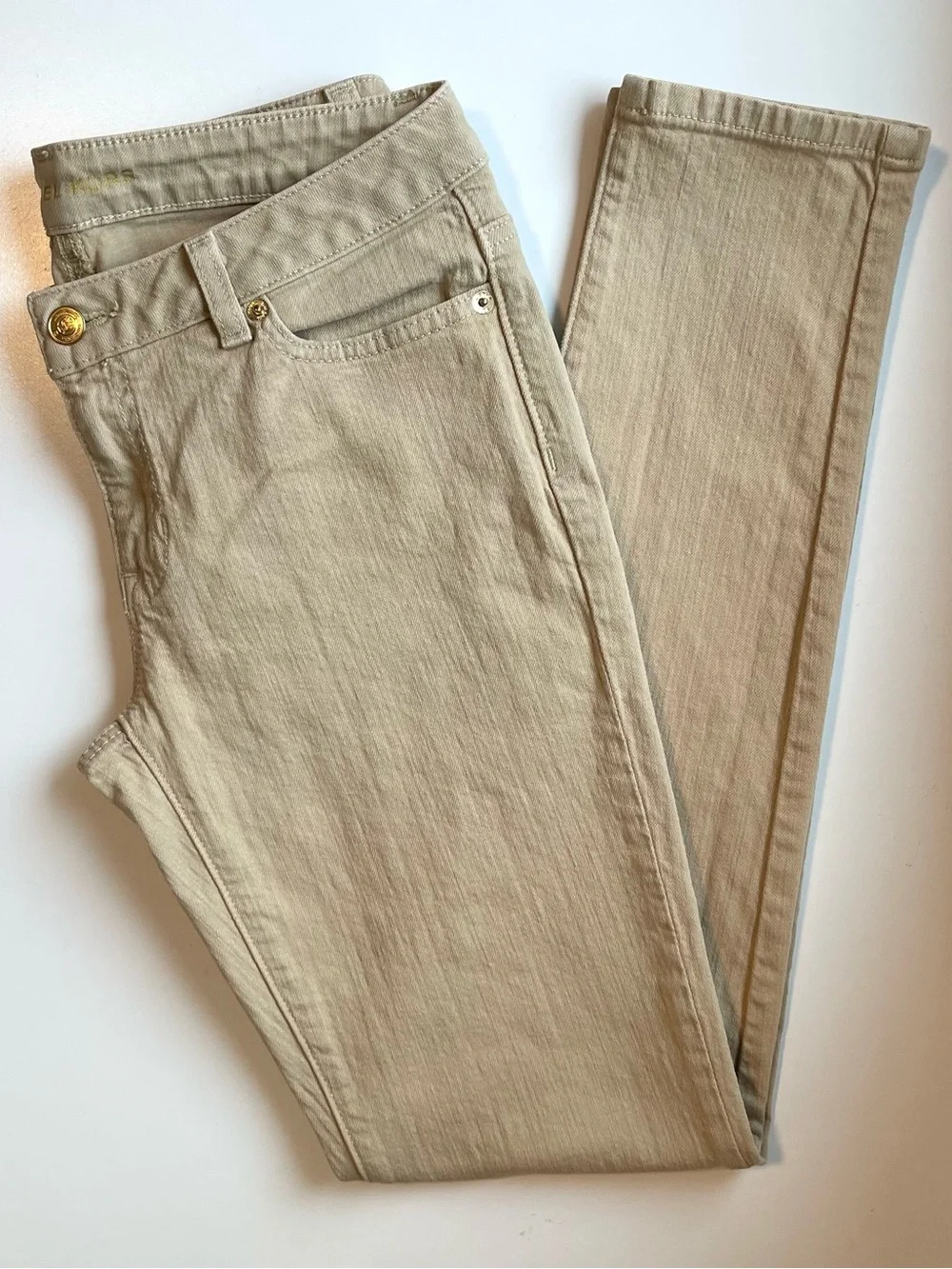 Michael Kors Skinny Jeans - Khaki & Gold Tone - Size 4